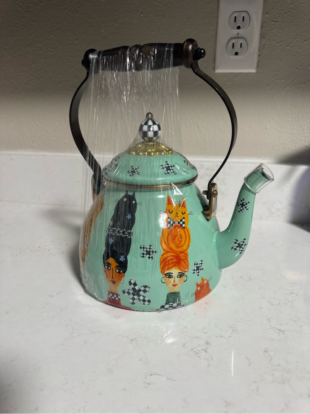 MacKenzie-Childs Cat Lady 2 qt Tea Kettle - Picture 3 of 5